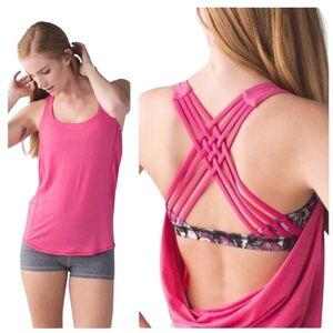 LULULEMON Athleisurewear Yoga Pilates Wild Pink Strappy Back Tank Top 6